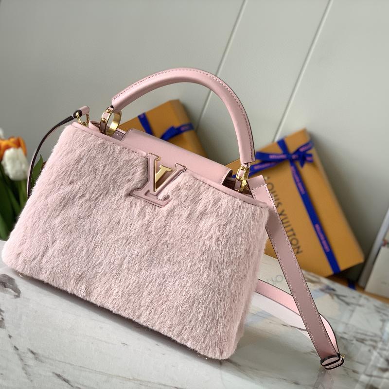 LV Shoulder Handbags M48865 Mink Hair Grass Pink